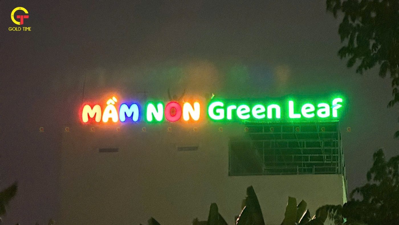 thi công bảng hiệu trường mầm non Green Leaf tại TP.HCM